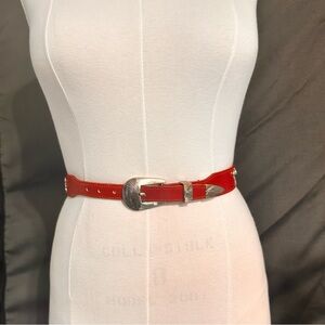 Silver Creek Red Leather Vintage Belt Women's Western Size M Animals Cowgirl